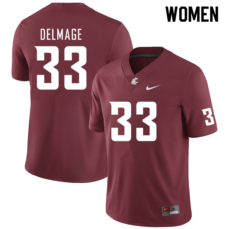 Women #33 Mitchell Delmage Washington State Cougars College Football Jerseys Sale-Crimson